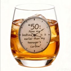 50th Birthday Whiskey Glass Gift For Men Women Funny NIB