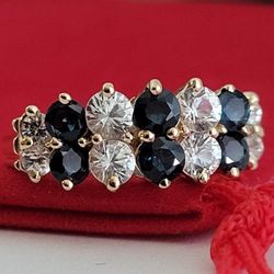 ❤️14k Size 6.5 Beautiful Solid Yellow Gold White and Blue Sapphires Ring!/ Anillo de Oro con Zafiros Blancos y Azules! 👌🎁Post Tags: Anillo de Oro