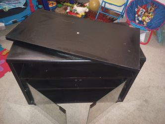 Small TV Stand. With Adjustable Top.  And Two Shelves Glass Doors