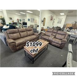 Brown leatherette 2 piece living room sofa and loveseat  // Year End Sale  !