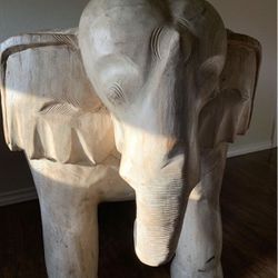  Carved Hardwood African Ebony Elephant Chairs