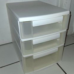 small 3 drawer white plastic organizer $10 FIRM