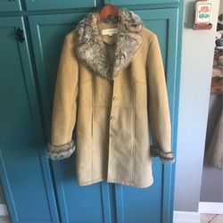 Liz Claiborne Faux Leather And Fur Coat