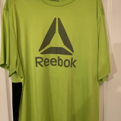 Men’s Rebook Brand Performance Fabric, Short Sleeve Shirt, Size 3 X, Fabric Keeps Sweat Off The Body, Has Reflective Accents For Nights