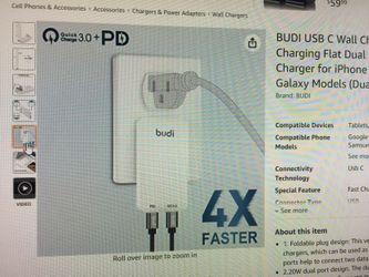 Budi USB C Wall Charger, Slim Quick Plug