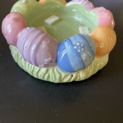 Easter egg glass pillar candle holder