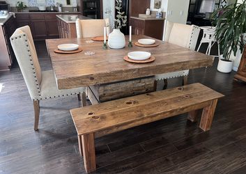 Wood Dining Table With Chairs And Bench 