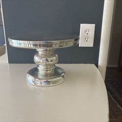 Mercury Glass Footed Cake Plate 