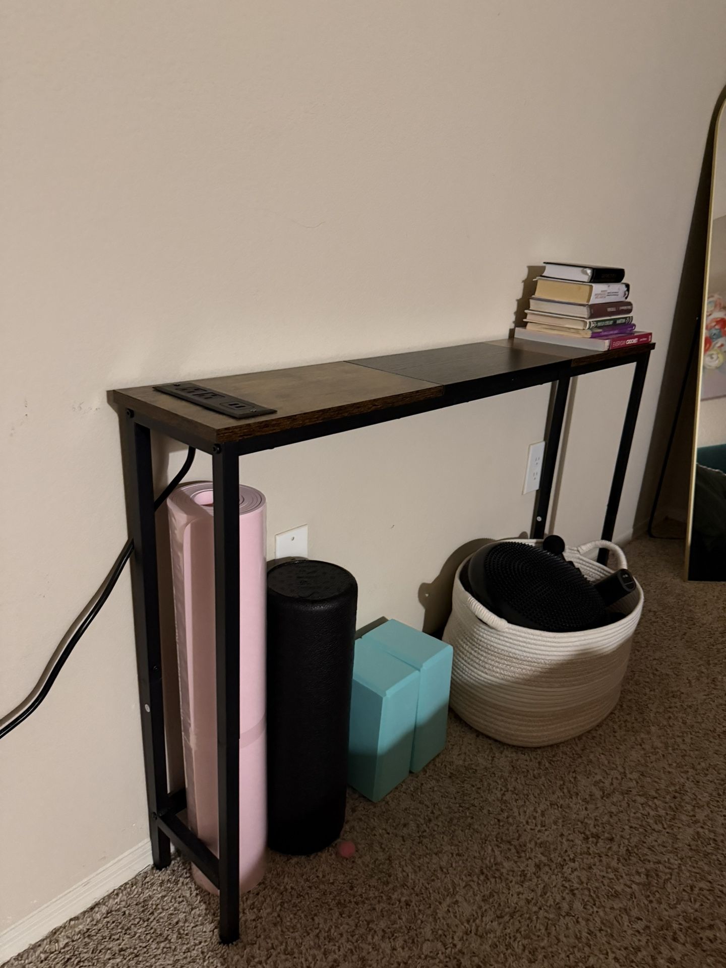 Side table with usb and regular plug in