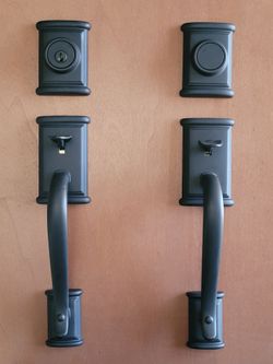 Kwikset Ashfield Matte Black Front Double Door set