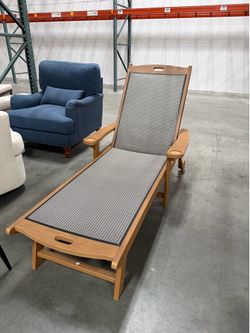 Pool Lounge Chair with Wheels for Poolside, Backyard, Teak Color