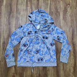 Disney Parks Women’s size medium All over Stitch Hoodie Sweatshirt longsleeve sw