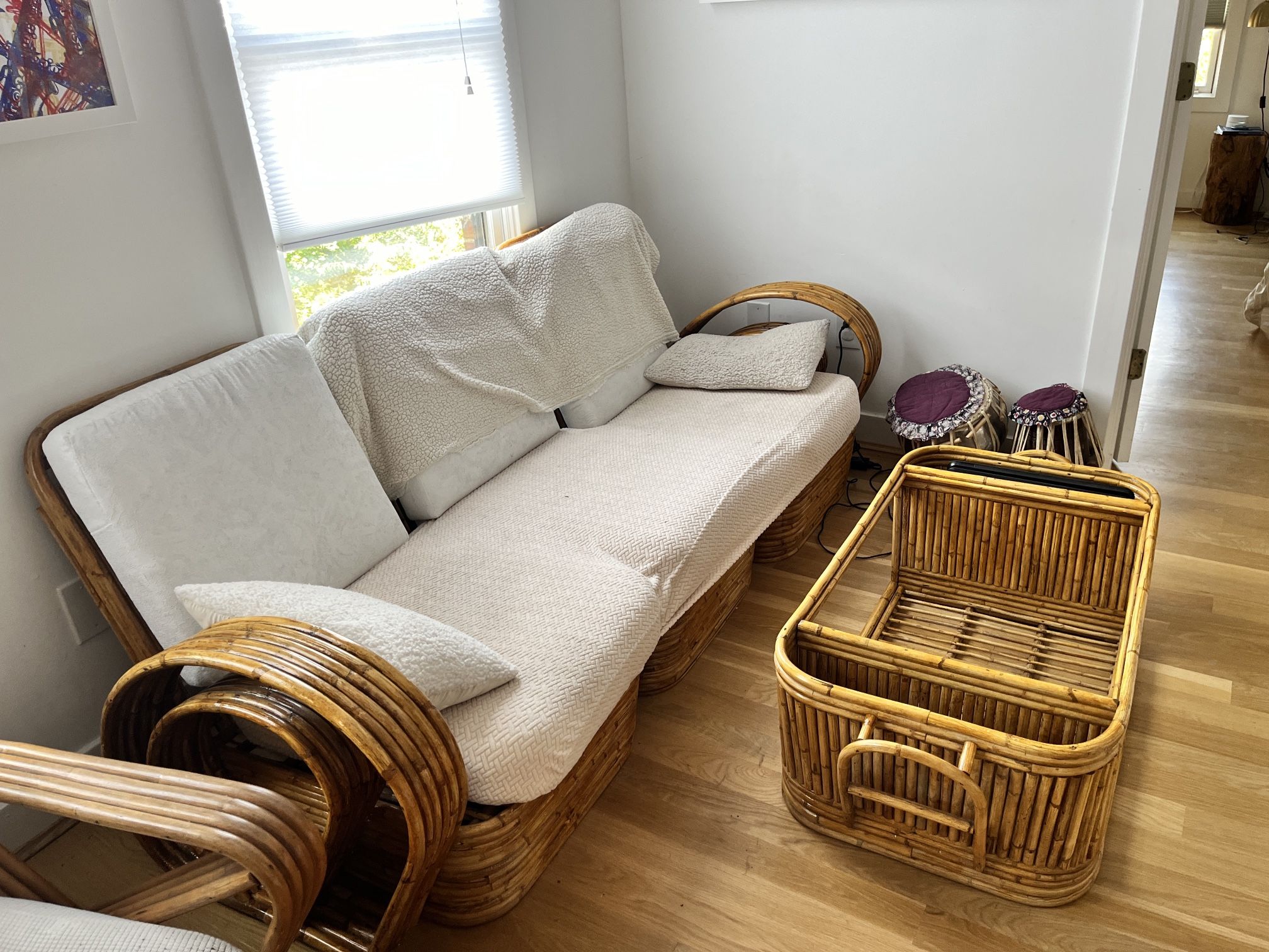 SALE! Sofa Paul frankl Style Bamboo With Coffee Table