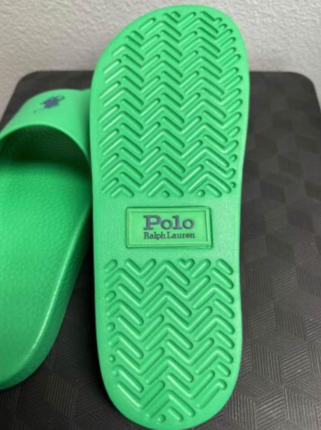 New Polo Ralph Lauren Slides, Polo Big Pony Logo Green & Blue Pony Mens Size 12 Polo Ralph Lauren Green FLORAL SCENIC PRINT BIG PONY Slide  main image 3