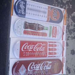  Coca-Cola or Gulf Metal Thermometers.