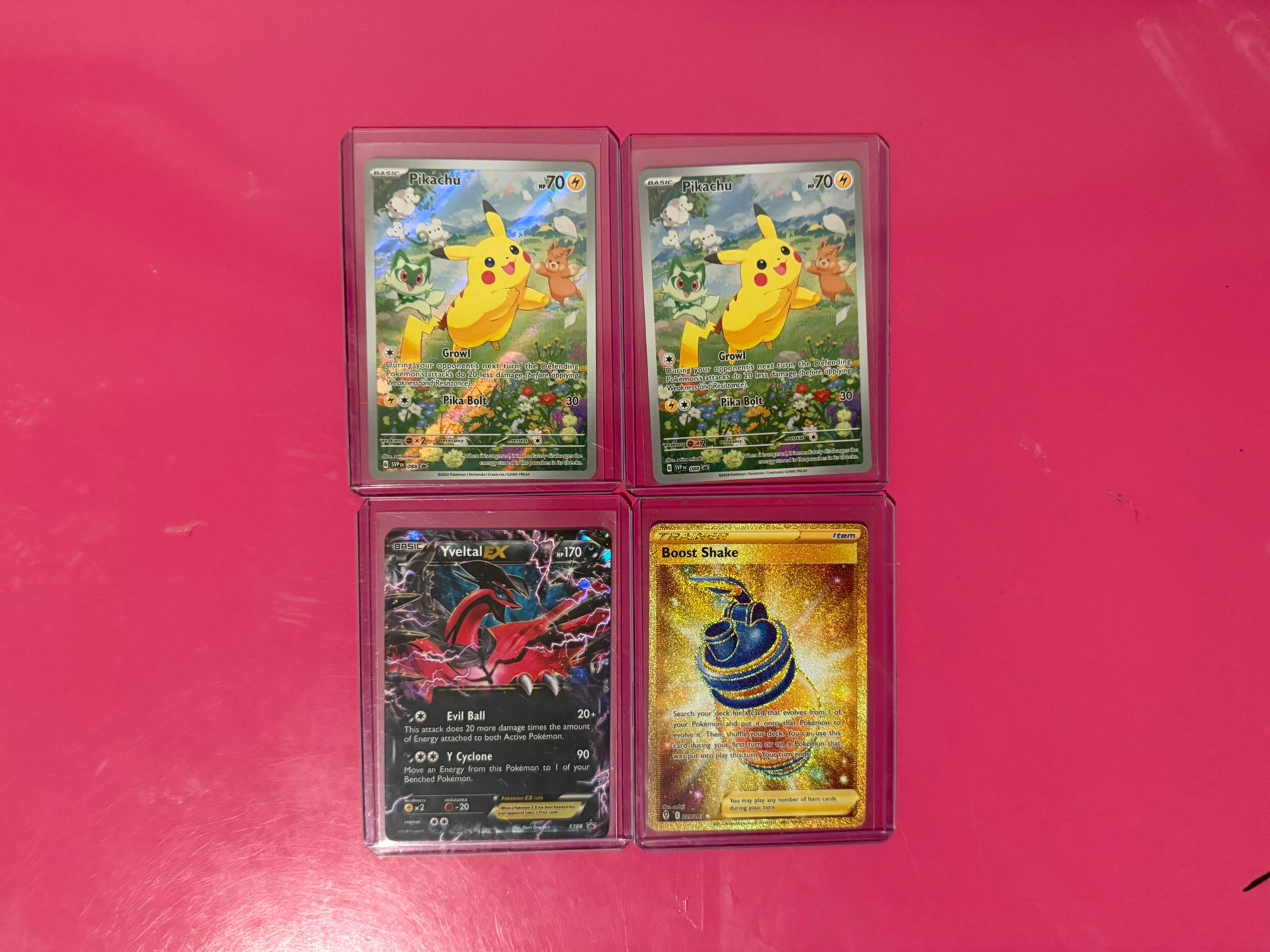 Pikachu Promo, Yveltal Ex Promo And Boost Shake Gold Card