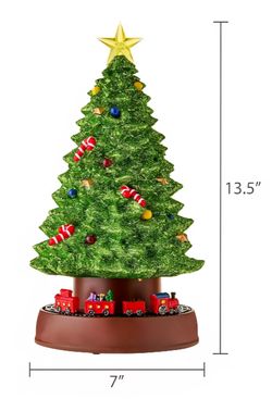 Holiday Time multicolor Light-Up & Musical Christmas Village Accessory, LED Christmas Tree, 14.13"