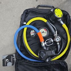 Scuba Diving Regulator Set with Gauges and Bag