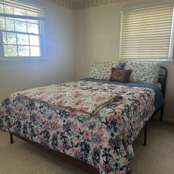 Queen Bed Frame, Mattress With Box
