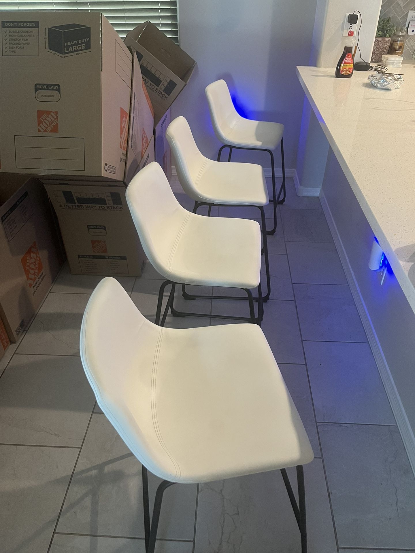 Modern White Counter-Height Stools (Set of 4)