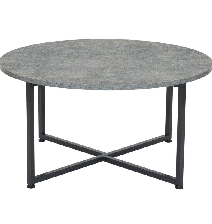Coffee Table Rustic Slate Concrete and Black Metal