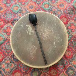 Buffalo Hide Round Handmade Drum 14” With Drum Beater Brand New 