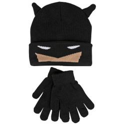 Batman Cowl Costume Kids Knit Beanie & Glove Set
