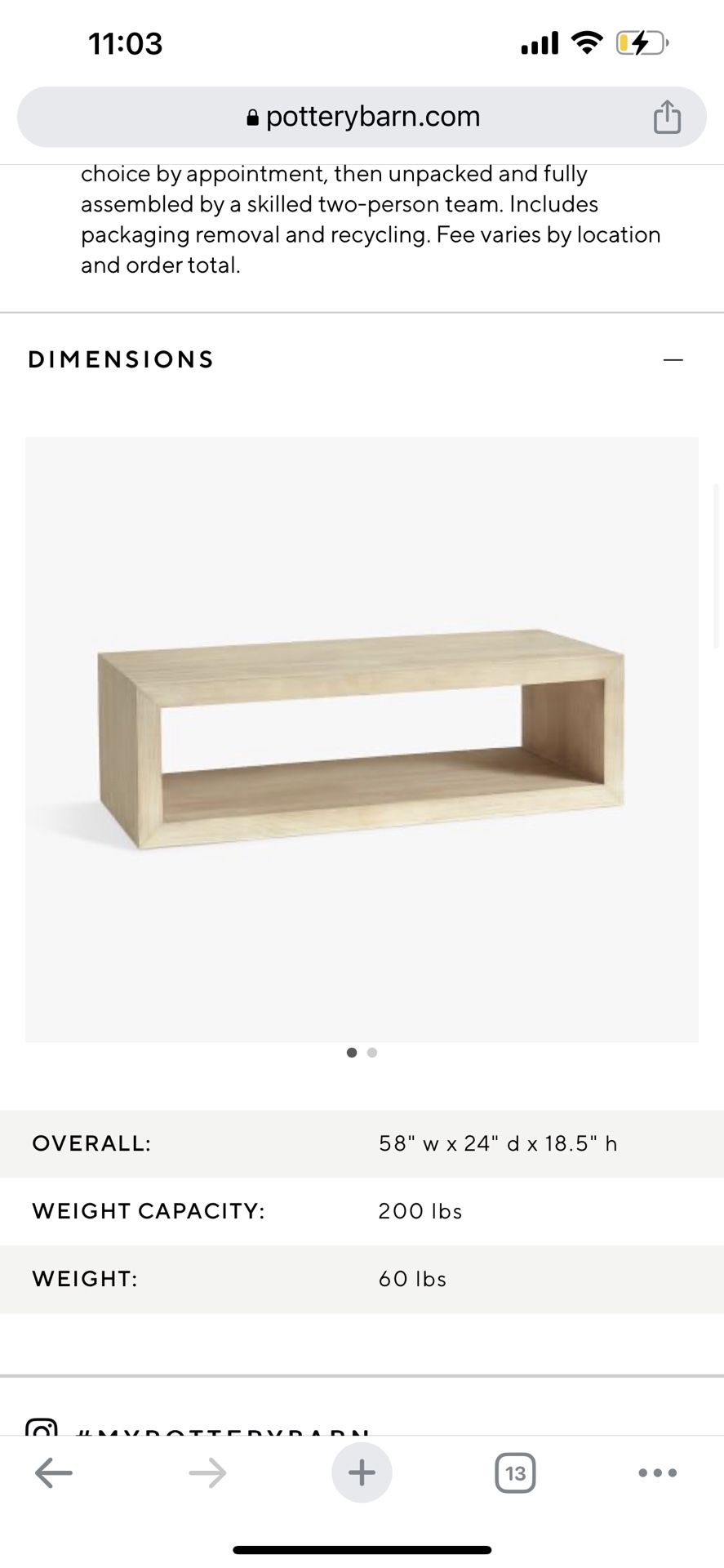 Pottery Barn Folsom Coffee Table for Sale in Ellenton, FL OfferUp