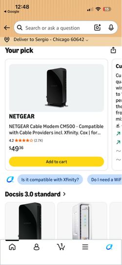 Netgear cable modem c500