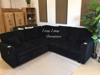 Gorgeous 3-Pc Black Convertible Sectional Sofa With Storage And Pullout Bed
