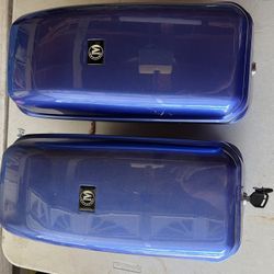 Mutazu GA Cobalt Blue Universal Motorcycle Hard Saddlebags Includes Mounting Kit ( Shipping Available)