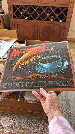 Meteor coffee metal sign