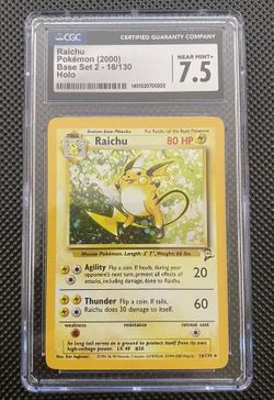 2000 Pokemon Game #16 - Raichu - Holo - NM+ - Base II 2 - PSA 7.5 Pop 1!