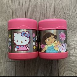 2PK Kids Thermos CONTAINERS 10oz  Hello Kitty& DORA