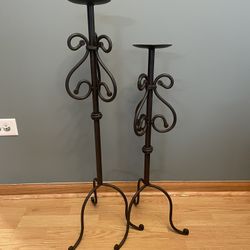  Iron Candle holders w/ Decorative Scroll Design