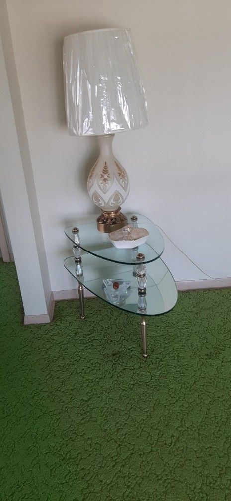 Vintage Glass Living Room End Tables And Center Table