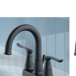 Project Source Wayton Matte Black 4-in centerset 2-handle WaterSense High-arc Residential Handle Bat