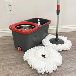 BRAND NEW $20 Spin Mop Bucket Floor Cleaning Set Includes 2pc Microfiber Replacements 