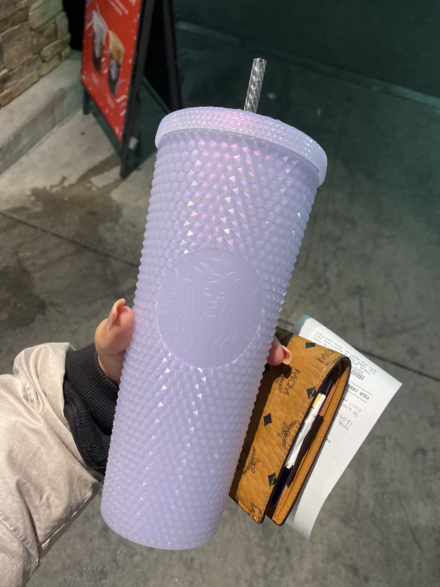 Icy White / Light Purple Studded Starbucks Cup