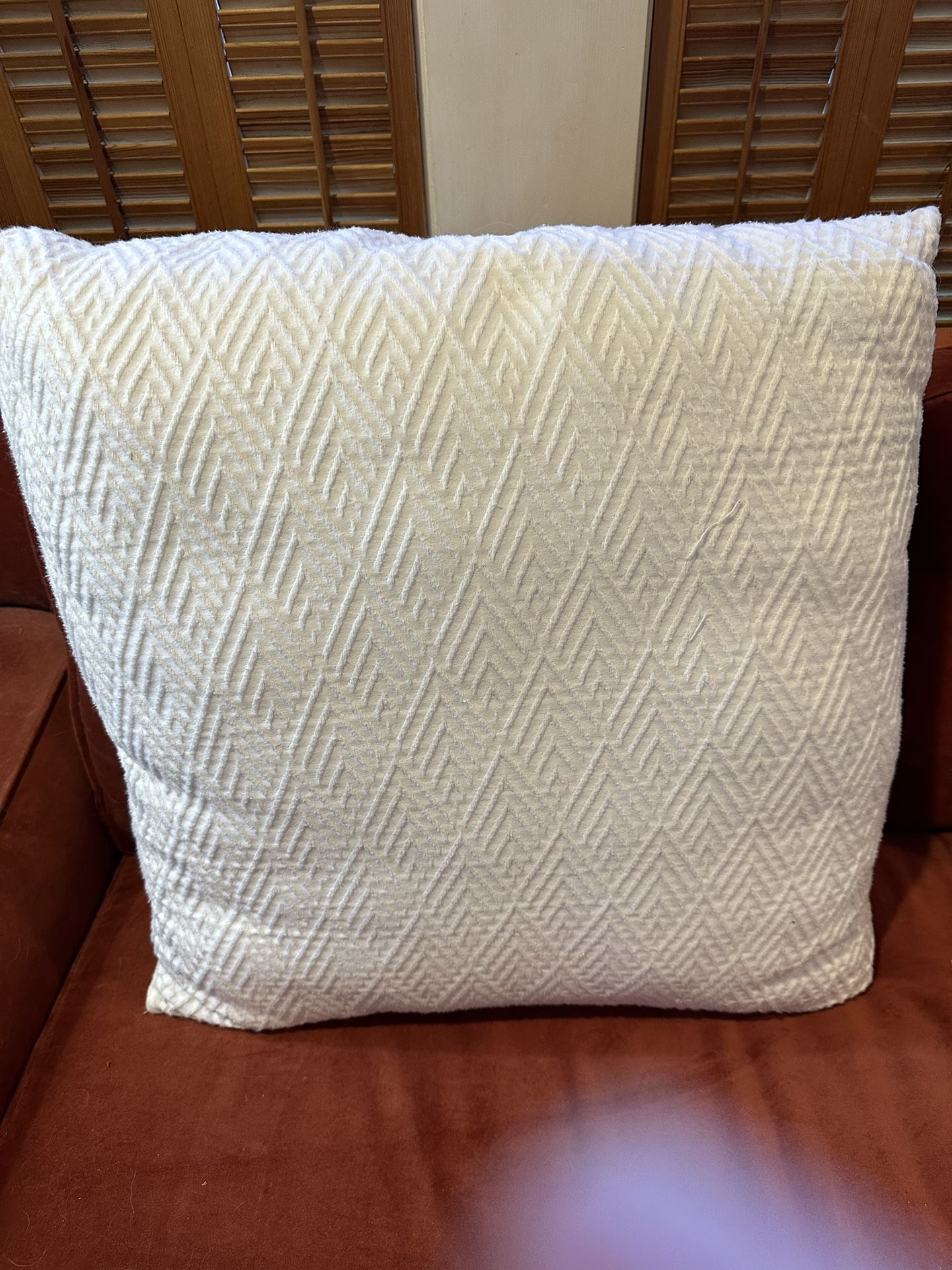 Herringbone Pattern White European Poly-filled Pillow