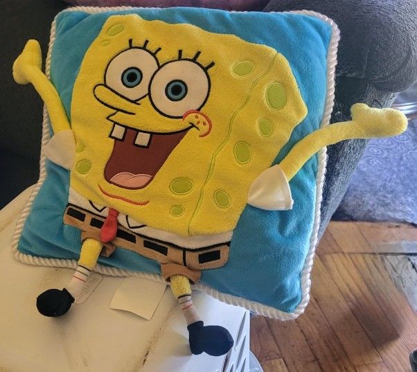SpongeBob Squarepants - 3D Plush Pillow 2001 Nickelodeon VINTAGE