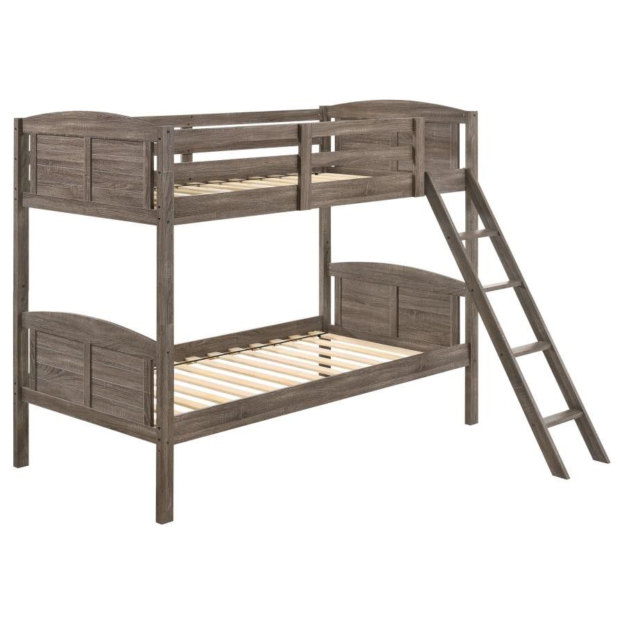 🚀 Bunk Bed Twin Twin, Brown Finish (No Mattresses) New.
