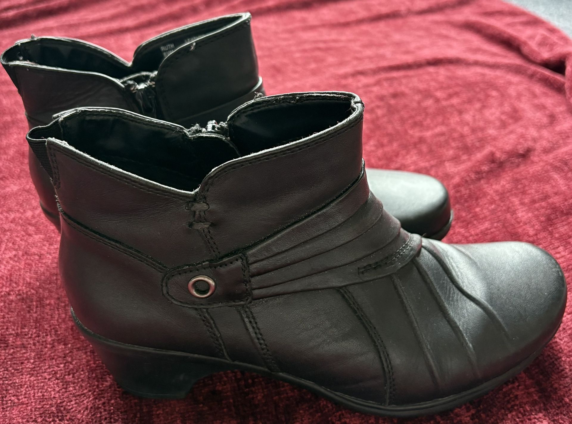 Earth Origins Womens Black Leather Zip Ankle Boots Size 8.5 M OB3