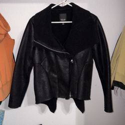 Simply Vera Vera Wang Faux Leather Sherpa Moto Jacket - Size Medium