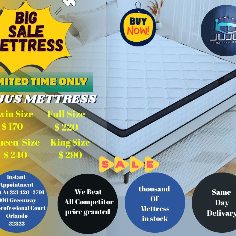 🔥🔥TWIN,FULL,QUEEN AND KING MATTRESS STARTING AT $150‼️A SET BEST PRICE IN TOWN BEST PRICE ON  BRAND NEW PLUSH TOP MATTRESS ORTHOPEDIC 🔥🔥