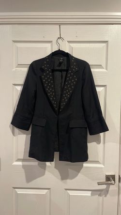 Black Blazer with Gold Grommet Lapels
