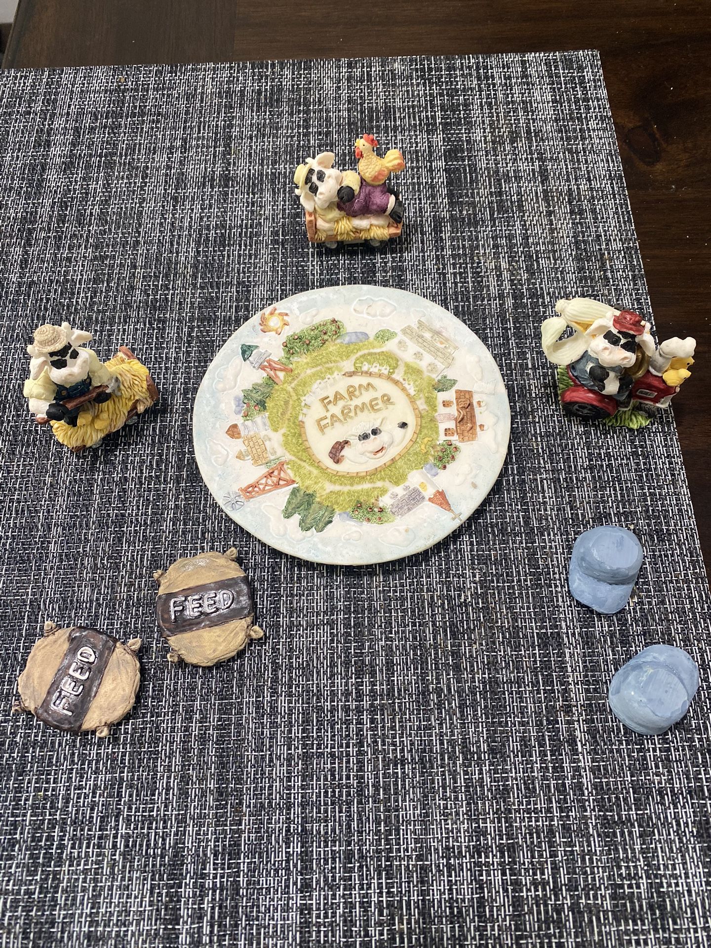 Vintage Farm Farmer Mini Tea Set Plates Creamer 