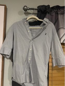 ALLSAINTS grey button down short sleeve shirt
