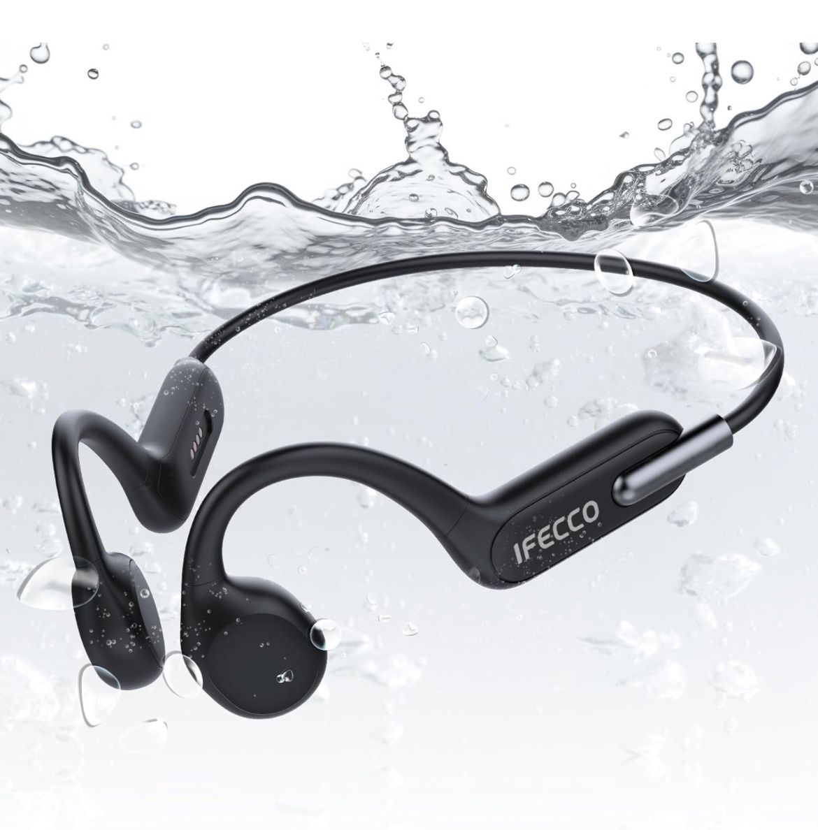 IFECCO Bone Conduction Headphones Swimming - IPX8 Underwater Waterproof Swimming Headphones Bluetooth 5.3,Wireless Open Ear Sport