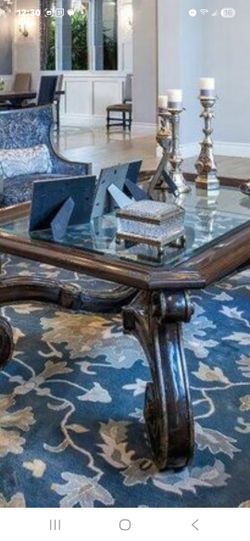 Marge Carson Glass And Wood Table 63x 44